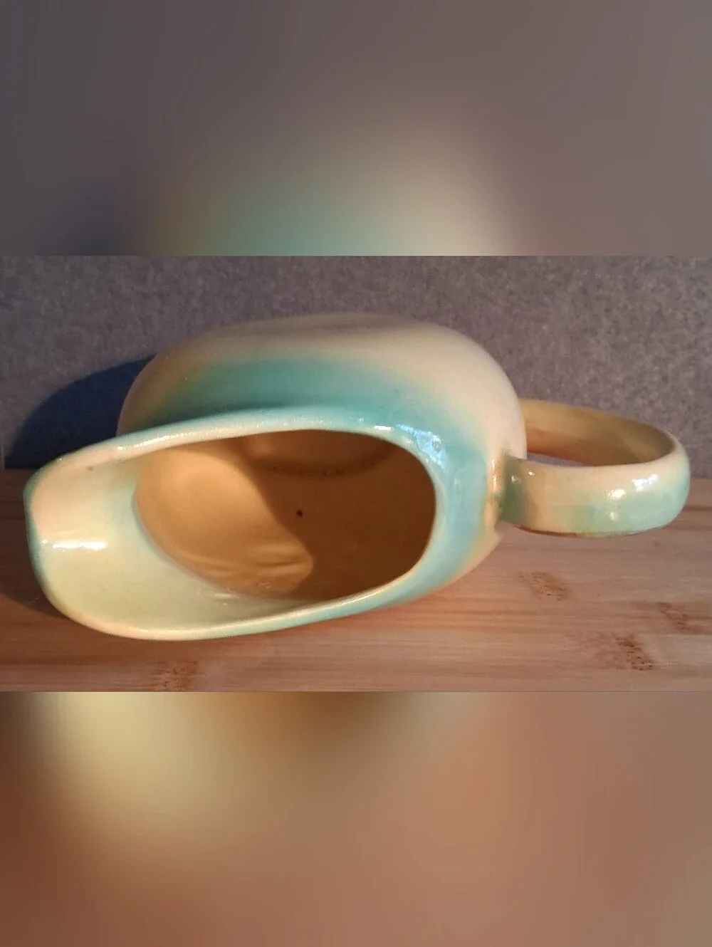 Shawnee Pottery Cream Pitcher 1940's USA #40 Blue With Pink Flowers Gold Trim